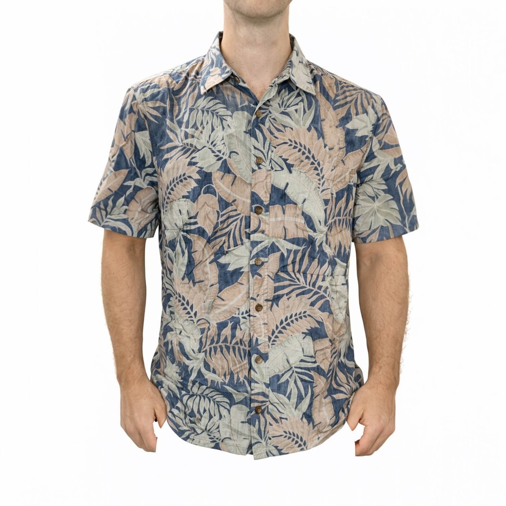 Cooke Street Hawaiian Aloha Shirt XL Floral Reverse Print Tropical Leaves